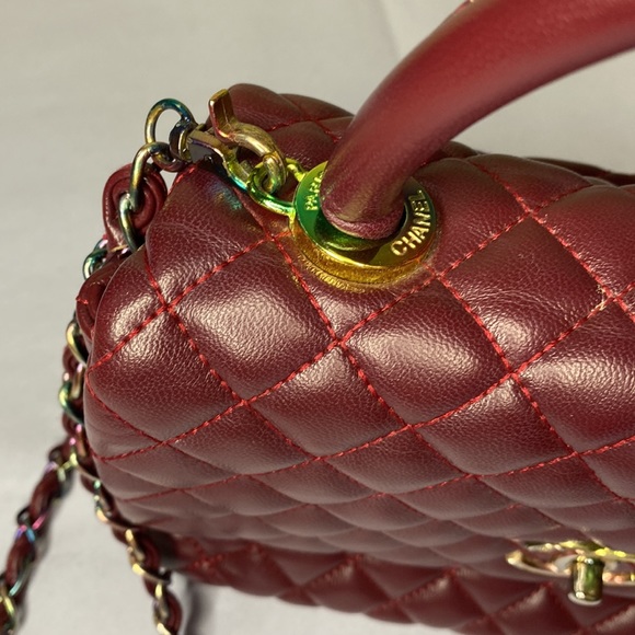 Vintage chanel CoCo medium burgundy purse - Picture 3 of 16